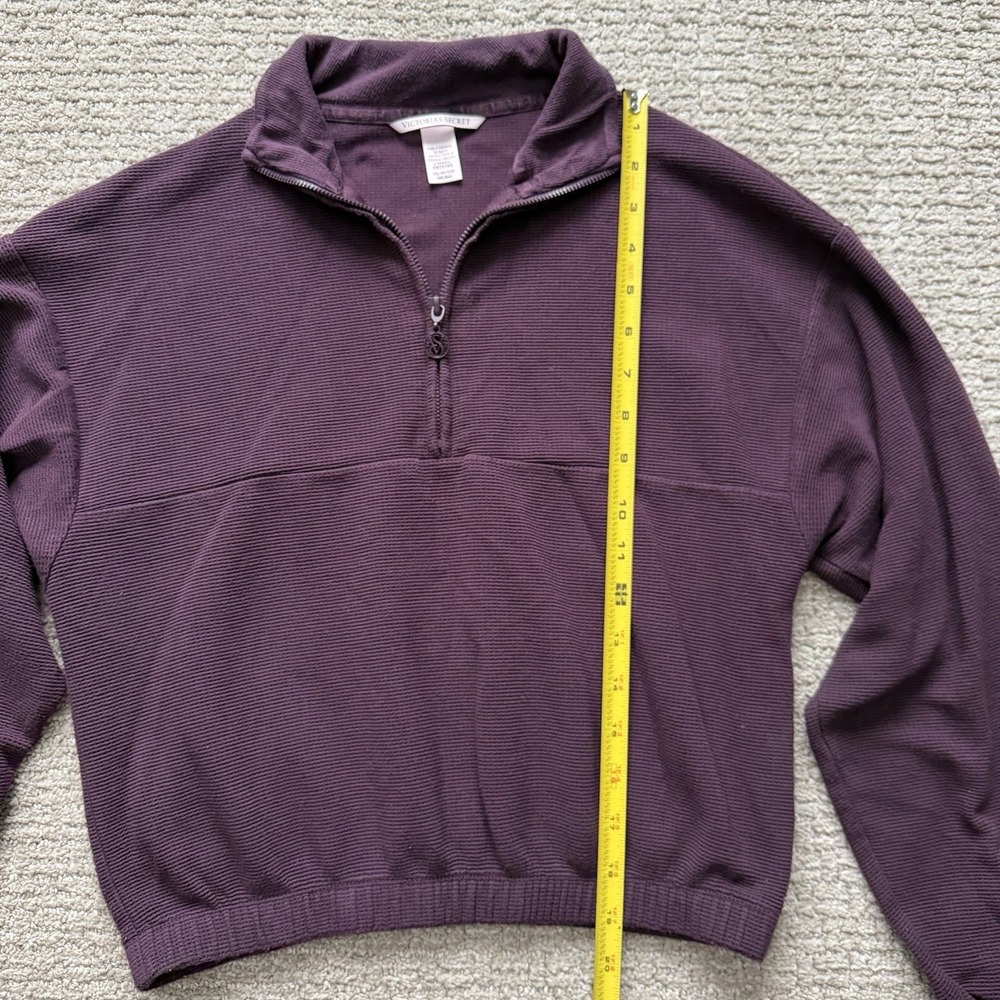 Victoria's Secret Womens‎ Purple Half Zip Cropped Pullover XS Ribbed - Picture 8 of 9